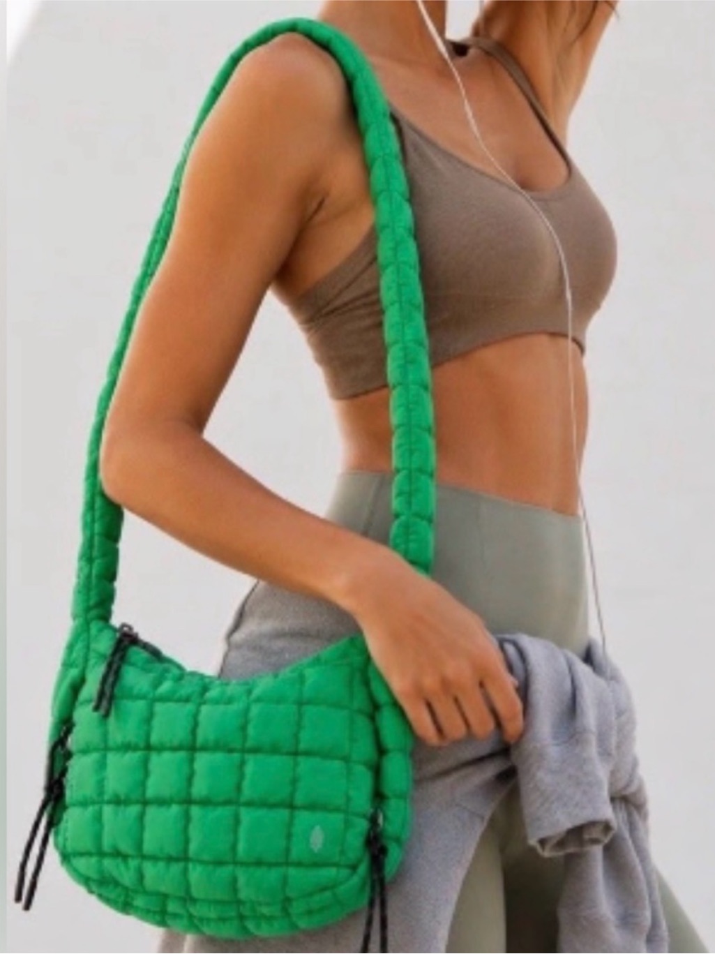 Free People Movement Quilted Kelly Green Puffer Shoulder Bag Nwt